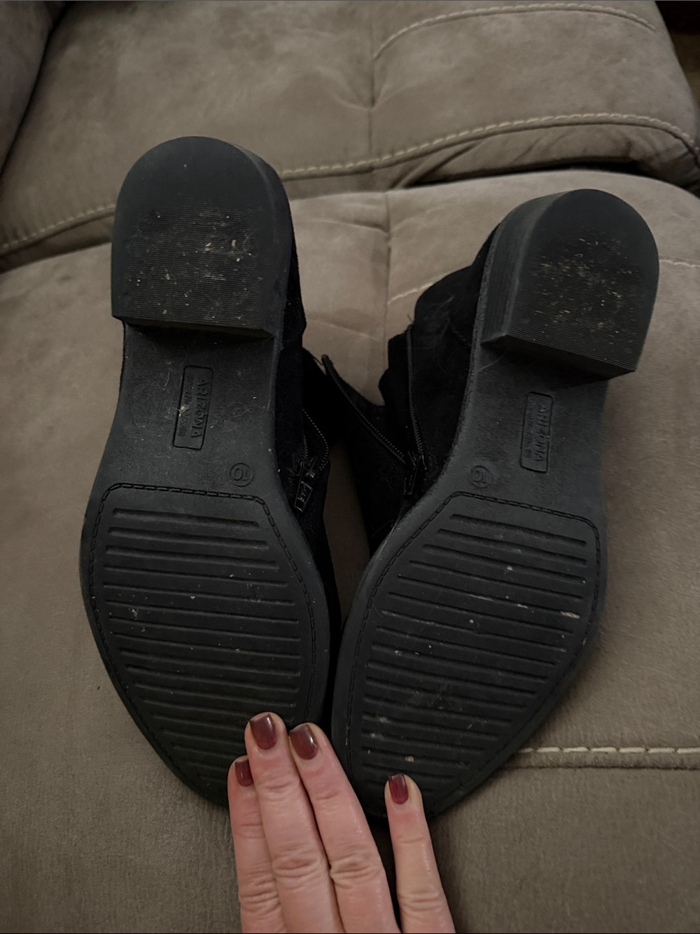 Arizona Jean Company Black Suede Ankle Booties with Inside Zip - Picture 2 of 3